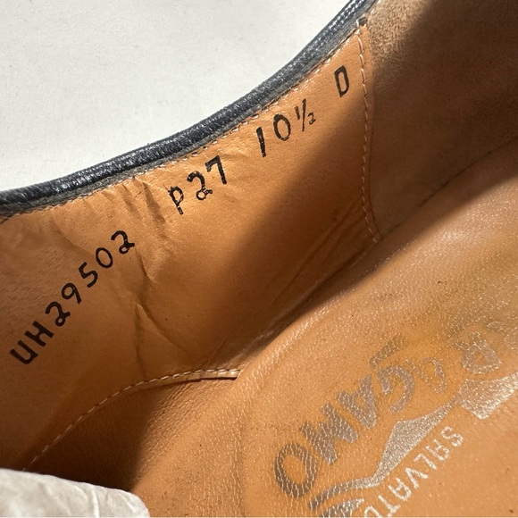 Salvatore Ferragamo Mens Derby Shoes 10,5 D Oxford Black Leather - Picture 13 of 16